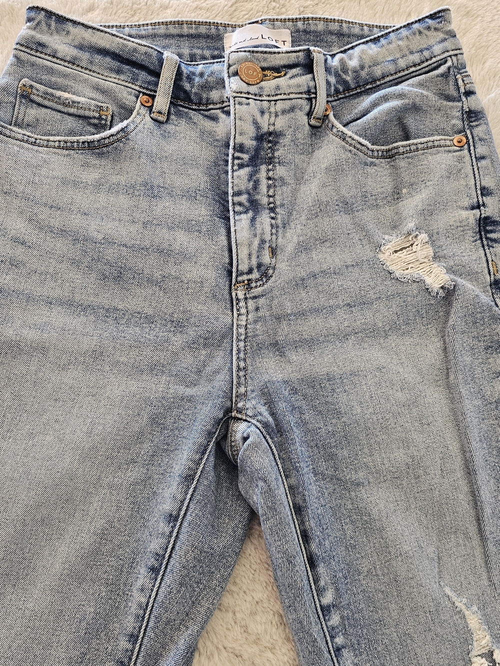 LOFT Light Wash Distressed High-Rise Skinny Ankle  Women’s Jeans Sz2
